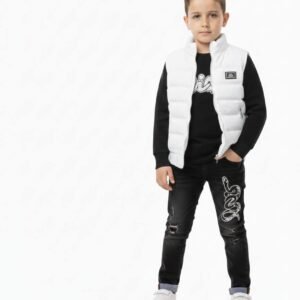 Ensemble Garçon 3 pcs avec un gilet doudoune double face .